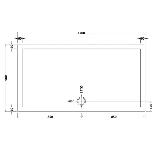 Nuie Pearlstone Slip Resistant Large Rectangular Shower Tray White NSR064 LD