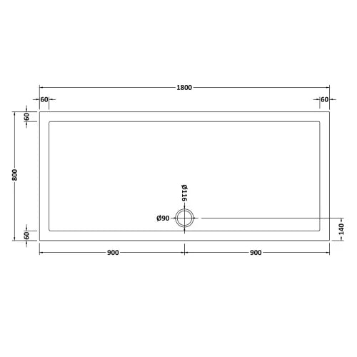 Nuie Pearlstone Slip Resistant Large Rectangular Shower Tray White NSR073 LD