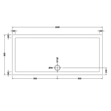 Nuie Pearlstone Slip Resistant Large Rectangular Shower Tray White NSR073 LD