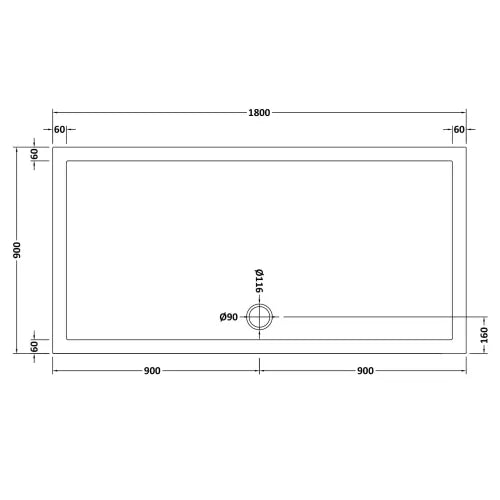 Nuie Pearlstone Slip Resistant Large Rectangular Shower Tray White NSR074 LD
