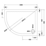 Nuie Pearlstone Slip Resistant Offset Quadrant Shower Tray White NSR108 LD