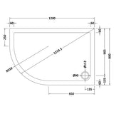 Nuie Pearlstone Slip Resistant Offset Quadrant Shower Tray White NSR112 LD