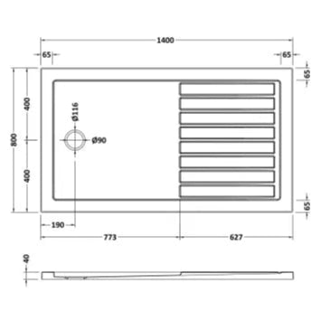 Nuie Pearlstone Slip Resistant Rectangular Walk-In Shower Tray White NSR1480 LD
