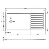 Nuie Pearlstone Slip Resistant Rectangular Walk-In Shower Tray White NSR1780 LD