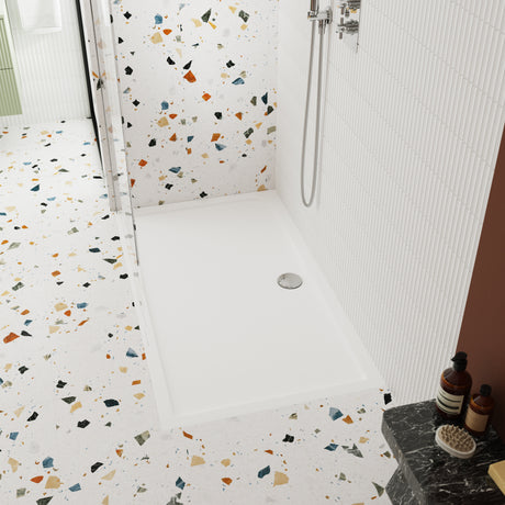 Nuie Pearlstone Square Slip Resistant Shower Tray White