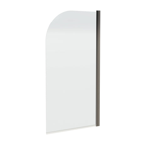 Nuie Round Hinged Bath Screen 6mm Glass (H1430 x W775-790mm) Brushed Pewter NSS17