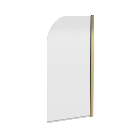 Nuie Round Hinged Bath Screen 6mm Glass (H1430 x W775-790mm) Brushed Brass NSS18