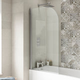Nuie Round Hinged Bath Screen 6mm Glass (H1430 x W775-790mm) Chrome NSS1 LS1