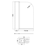 Nuie Round Hinged Bath Screen With Fixed Panel 6mm Glass (H1433 x W983-998mm) NSS2 LD