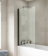 Nuie Square Hinged Bath Screen 6mm Glass (H1430 x W775-790mm) Matt Black NSS6BP LS2