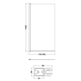 Nuie Square Hinged Bath Screen 6mm Glass (H1430 x W775-790mm) Matt Black NSS6BP LD