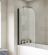 Nuie Round Hinged Bath Screen 6mm Glass (H1430 x W775-790mm) Matt Black NSS7BP LS2