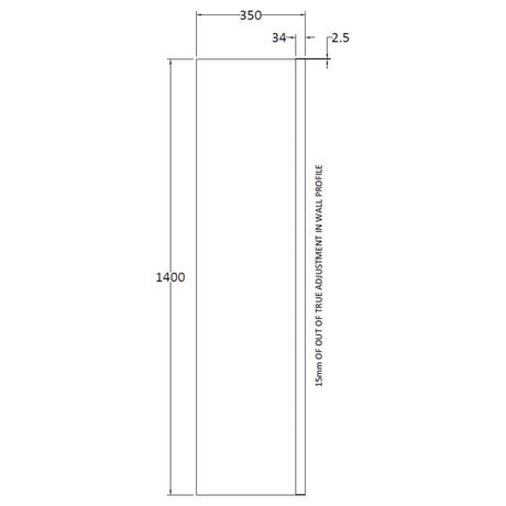 Nuie Square Fixed Bath Screen 6mm Glass (H1400 x W350mm) NSSF1 LD