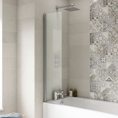 Nuie Square Fixed Bath Screen 6mm Glass (H1400 x W350mm) NSSF1 LS2