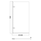 Nuie Square Hinged Bath Screen - 8mm Glass (H1520 x W815-830mm) Chrome NSSQ7 LD