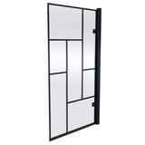 Nuie Abstract Square Hinged Bath Screen - 8mm Glass (H1520 x W815-830mm) Matt Black NSSQ7BB