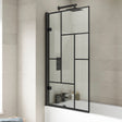 Nuie Abstract Square Hinged Bath Screen - 8mm Glass (H1520 x W815-830mm) Matt Black NSSQ7BB LS1