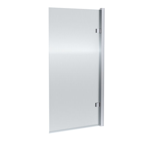 Nuie Fluted Square Hinged Bath Screen - 8mm Glass (H1520 x W815-830mm) Chrome NSSQ7FL
