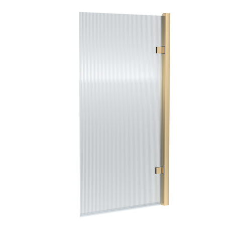 Nuie Fluted Square Hinged Bath Screen - 8mm Glass (H1520 x W815-830mm) Brushed Brass NSSQ7FLBB
