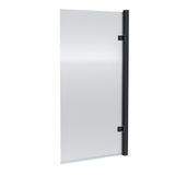 Nuie Fluted Square Hinged Bath Screen - 8mm Glass (H1520 x W815-830mm) Matt Black NSSQ7FLBP
