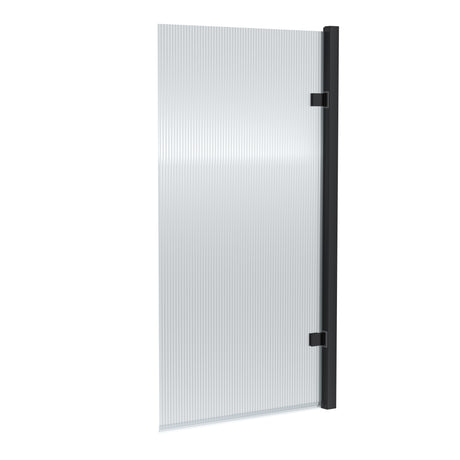 Nuie Fluted Square Hinged Bath Screen - 8mm Glass (H1520 x W815-830mm) Matt Black NSSQ7FLBP