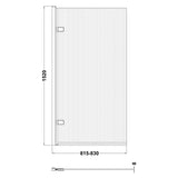 Nuie Fluted Square Hinged Bath Screen - 8mm Glass (H1520 x W815-830mm) Matt Black NSSQ7FLBP LD