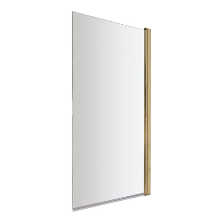 Nuie Square Hinged Bath Screen 6mm Glass (H1430 x W775-790mm) Brushed Brass NSSQ8