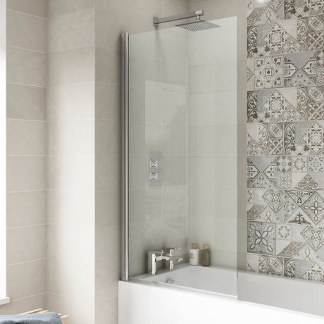 Nuie Square Hinged Bath Screen 6mm Glass (H1430 x W775-790mm) NSSQ LS1