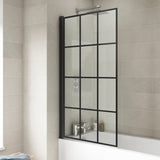 Nuie Square Hinged Bath Screen - 6mm Glass (H1430 x W775-790mm) Matt Black NSSQBF LS2