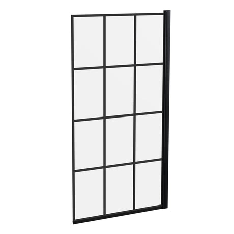 Nuie Square Hinged Bath Screen - 6mm Glass (H1430 x W775-790mm) Matt Black NSSQBF