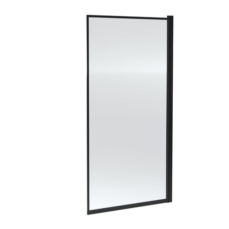 Nuie Square Hinged Framed Bath Screen - 6mm Glass (H1430 x W775-790mm) Matt Black NSSQBFC