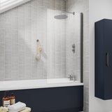 Nuie Square Hinged Bath Screen 6mm Glass (H1430 x W775-790mm) Brushed Pewter NSSQGM LS