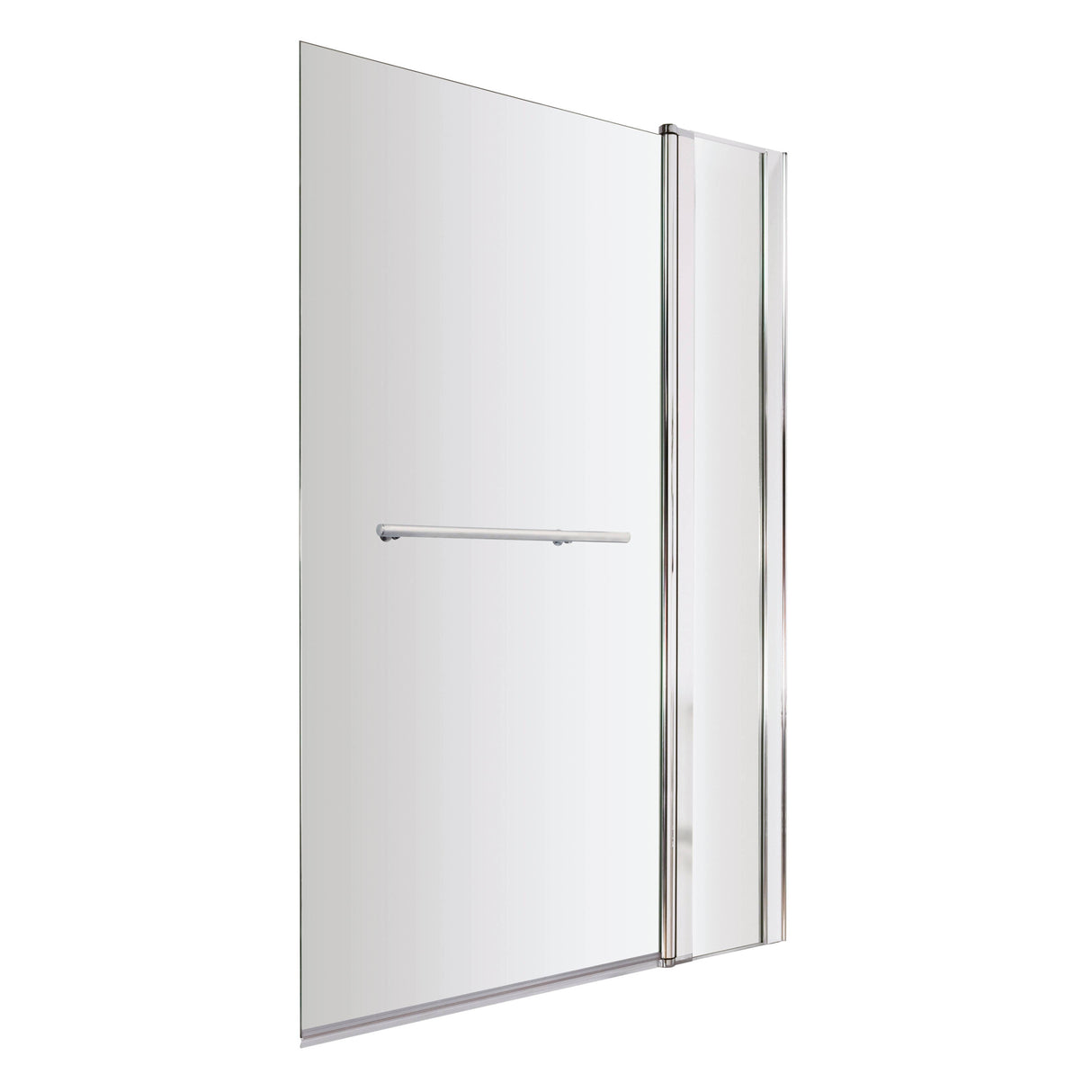 Nuie Square Hinged Bath Screen With Fixed Panel & Rail 6mm Glass Chrome (H1433 x W983-998mm) NSSQR2