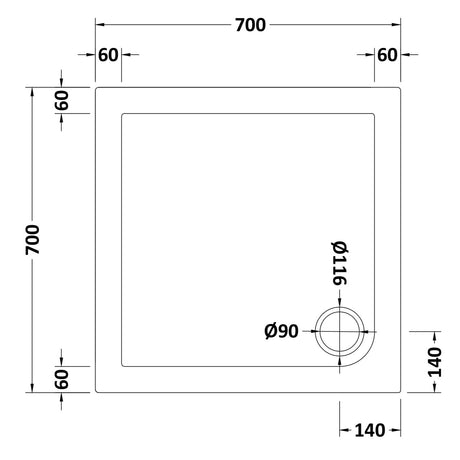 Nuie Pearlstone Square Shower Tray Gloss White NTP002 LD