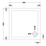Nuie Pearlstone Square Shower Tray Gloss White NTP006 LD