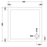 Nuie Pearlstone Square Shower Tray Gloss White NTP010 LD