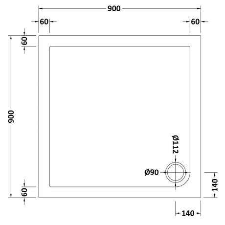 Nuie Pearlstone Square Shower Tray Gloss White NTP010 LD