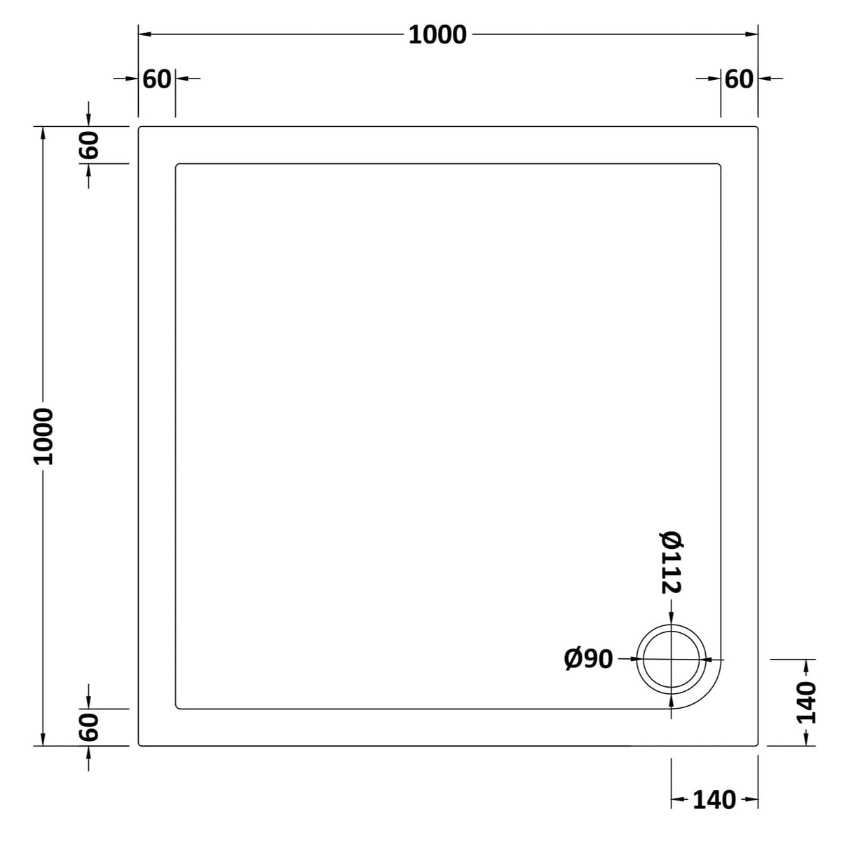 Nuie Pearlstone Square Shower Tray Gloss White NTP015 LD