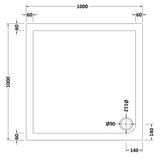 Nuie Pearlstone Square Shower Tray Gloss White NTP015 LD