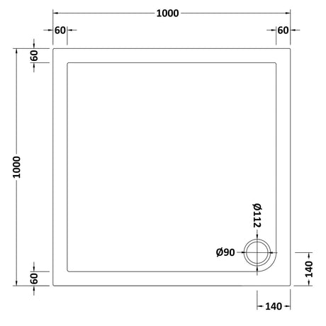 Nuie Pearlstone Square Shower Tray Gloss White NTP015 LD