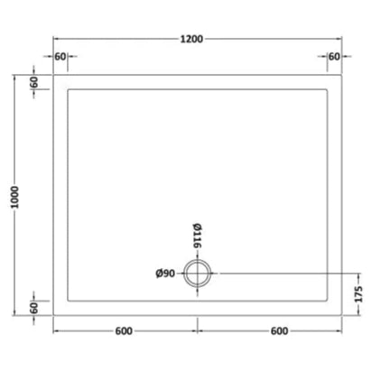 Nuie Pearlstone Large Rectangular Shower Tray Gloss White NTP025 LD
