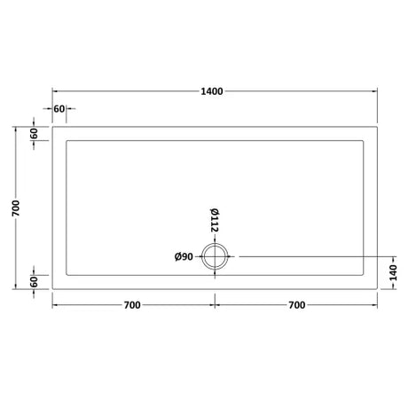 Nuie Pearlstone Large Rectangular Shower Tray Gloss White NTP031 LD