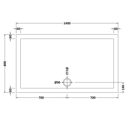 Nuie Pearlstone Large Rectangular Shower Tray Gloss White NTP033 LD