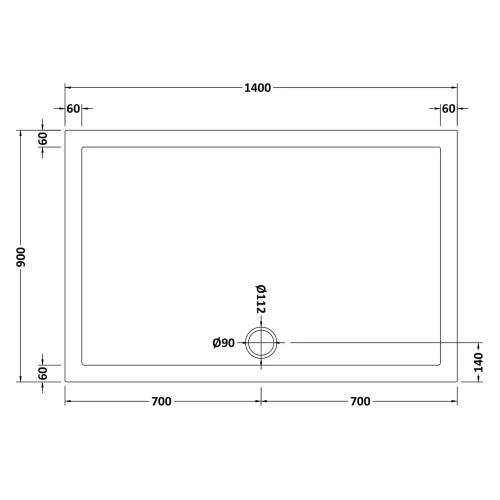 Nuie Pearlstone Large Rectangular Shower Tray Gloss White NTP034 LD