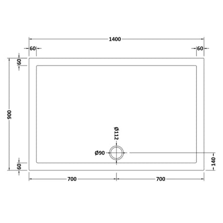 Nuie Pearlstone Large Rectangular Shower Tray Gloss White NTP034 LD