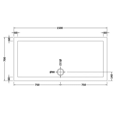 Nuie Pearlstone Large Rectangular Shower Tray Gloss White NTP041 LD