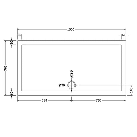 Nuie Pearlstone Large Rectangular Shower Tray Gloss White NTP042 LD