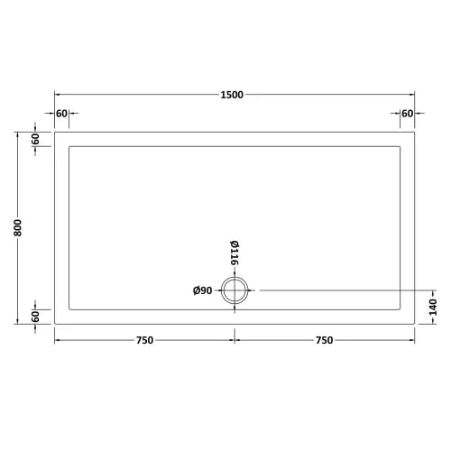 Nuie Pearlstone Large Rectangular Shower Tray Gloss White NTP043 LD