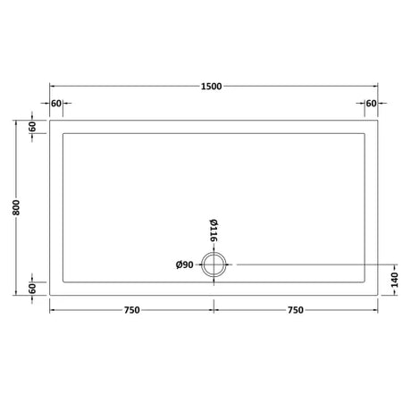 Nuie Pearlstone Large Rectangular Shower Tray Gloss White NTP043 LD