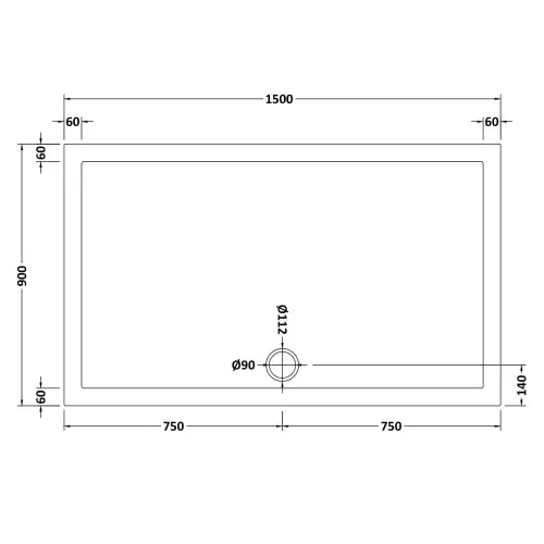 Nuie Pearlstone Large Rectangular Shower Tray Gloss White NTP044 LD
